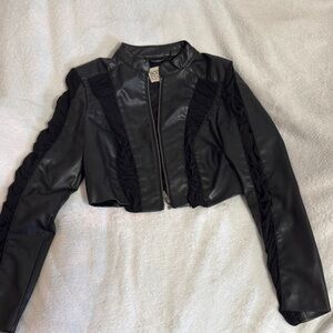 Body Central Black Cropped pleather Jacket